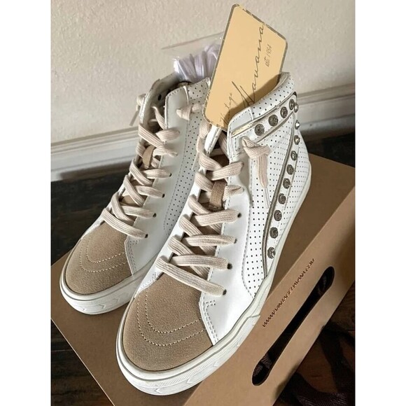 Women's Vintage Havana Excel Studded  High Top Sneaker White Multi SZ 7&8-NEW - Picture 2 of 5